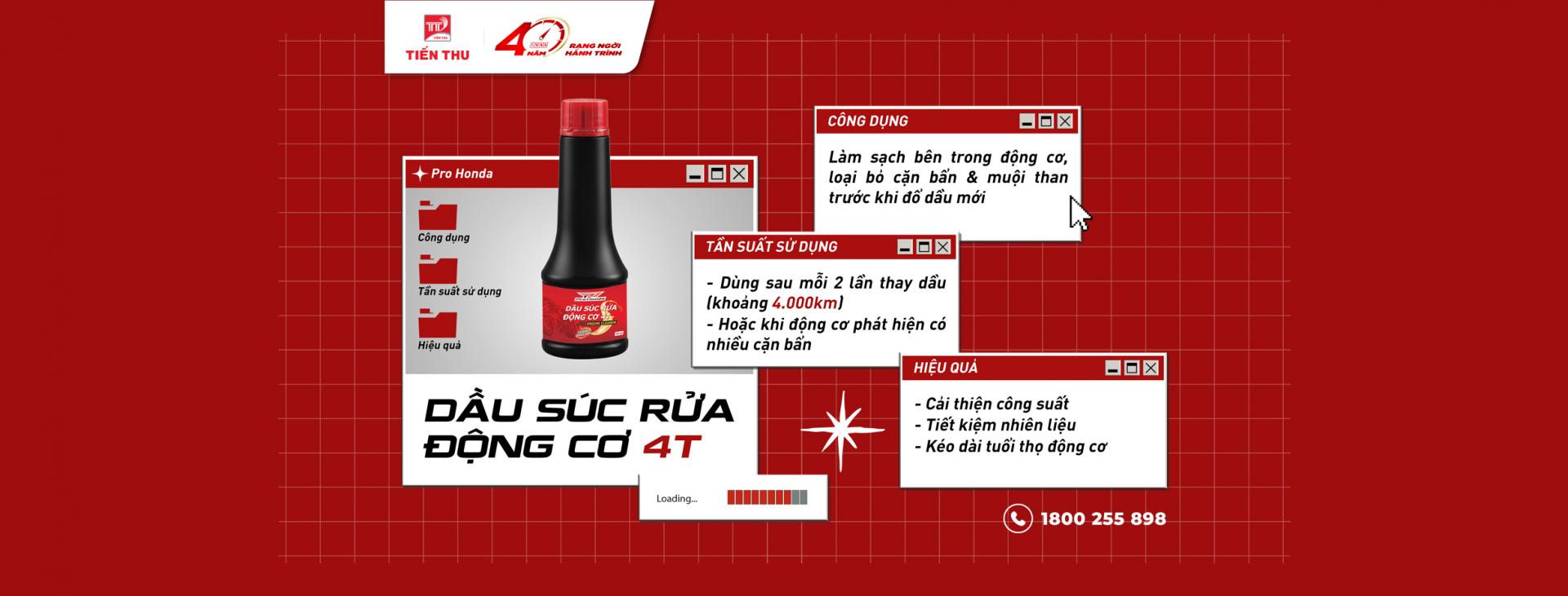 "Đánh Bay" Cặn Bẩn Cùng Dầu Súc Rửa Động Cơ 4T Pro Honda