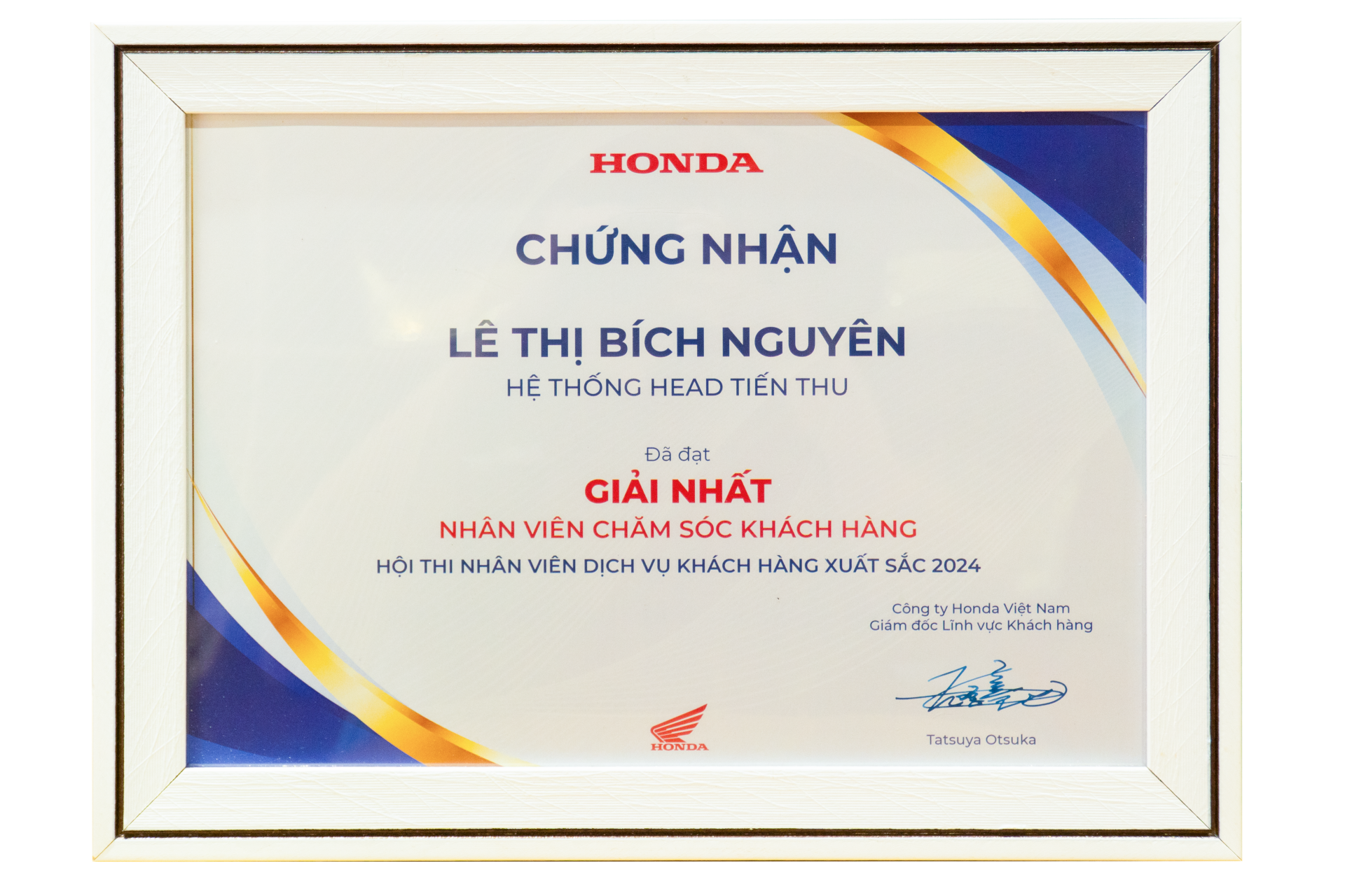 Giải Nhất hạng mục Nhân Viên Quan Hệ Khách Hàng Xuất Sắc 2024